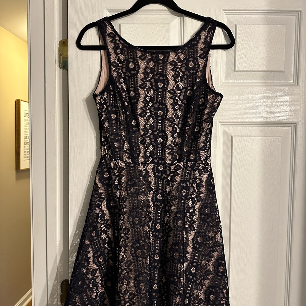 Elegant Navy Blue Lace Dress